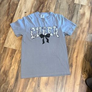 Comfort Colors Gray Bow Cheer Tee.